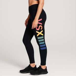 VSX Women's Black Leggings with rainbow stripes